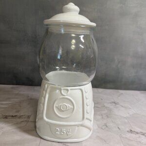 Target Bullseye White Glass Gum Ball Jar or Canister 9 3/8”